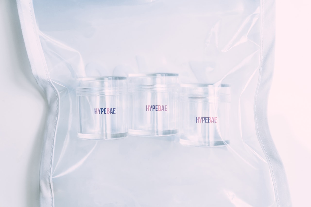 HYPEBAE April Fools' Day Invisible Makeup Brand Line Packaging Clear Bag Bottles Beauty Logo
