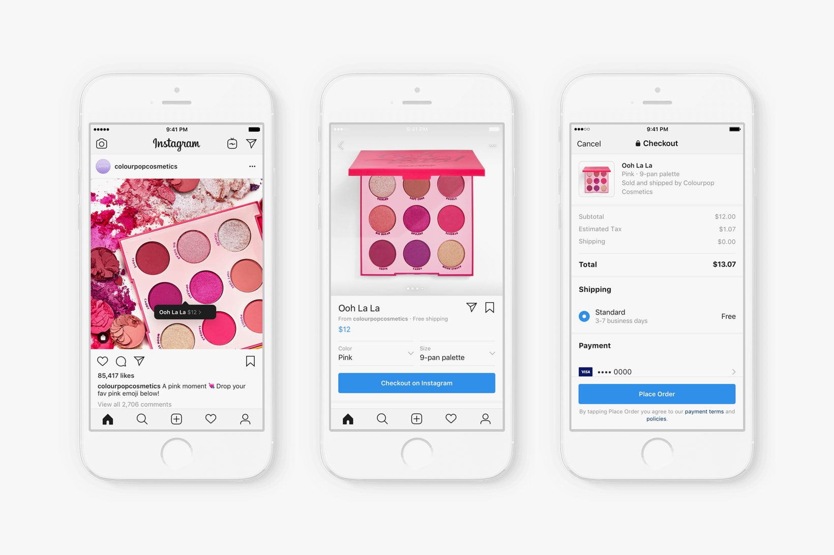Instagram In-App Shopping Feature ColourPop Palette Makeup
