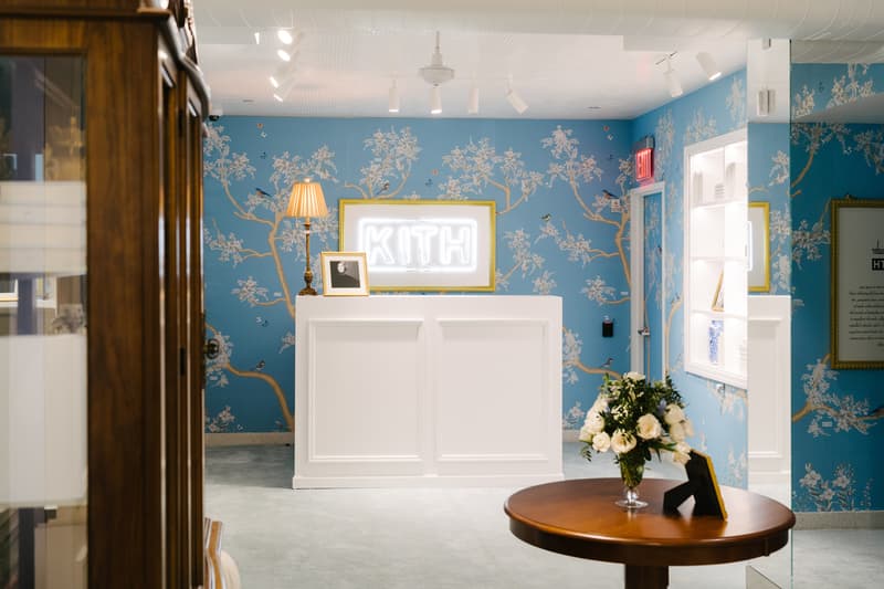 KITH x Estee Lauder Store Office Space New York Furniture Brown Light White