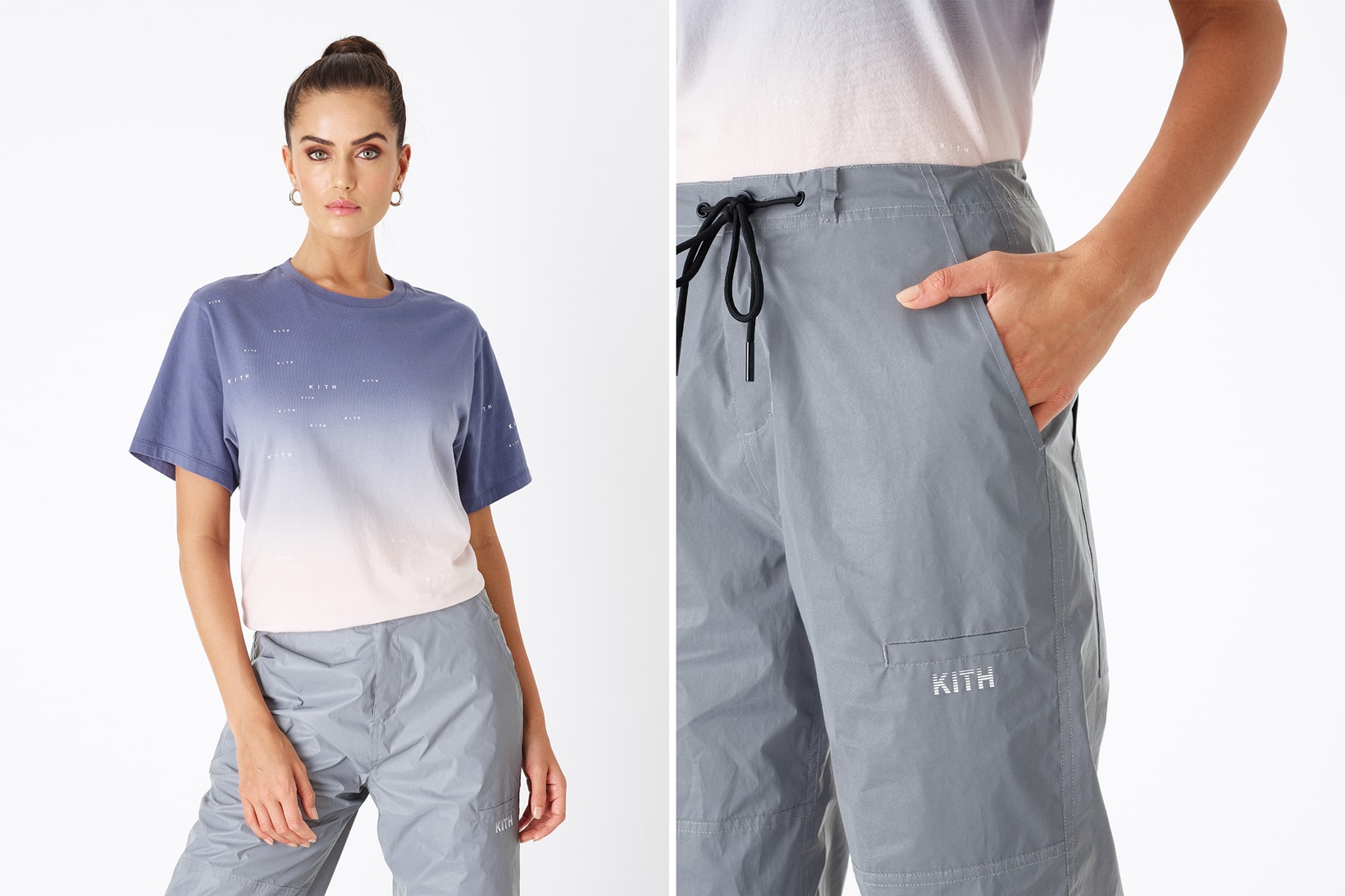 KITH Women Positive Energy Spring 2019 Collection T-shirt Purple Pink Pants Grey