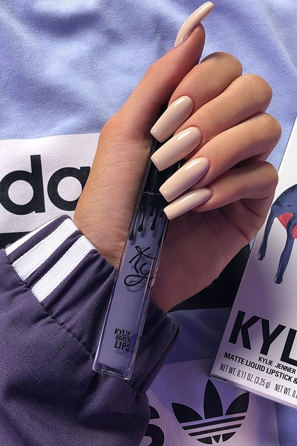 kylie jenner purple adidas outfit