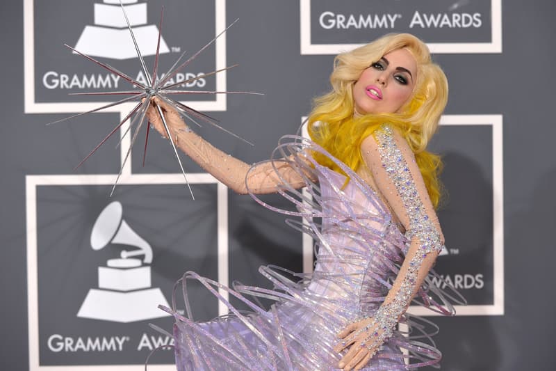 Lady Gaga's Best Fashion Looks and Outfits Grammys Oscars Meat Dress Space Egg Hair Bow