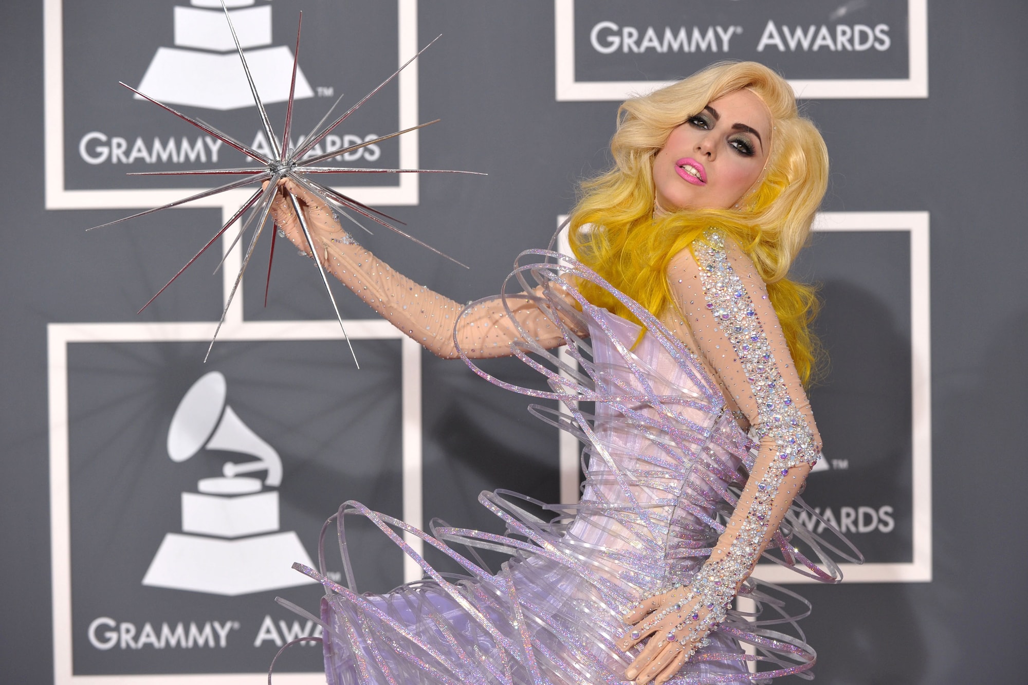 Lady Gaga's Best Fashion Looks and Outfits Grammys Oscars Meat Dress Space Egg Hair Bow