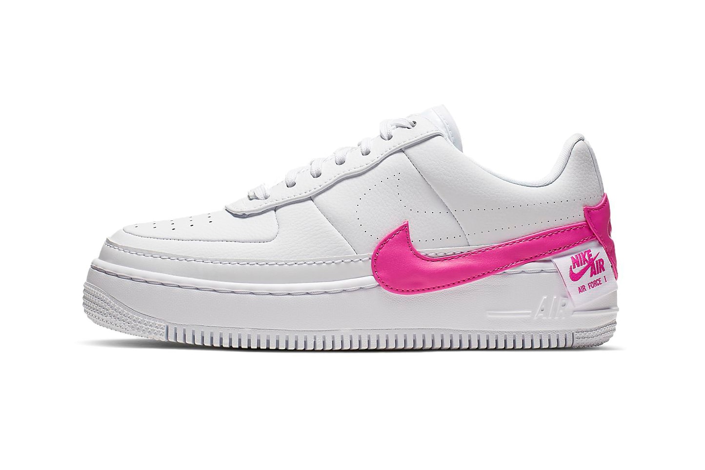 Nike Air Force 1 Jester XX Laser Fuchsia Pink Swoosh White Sneakers Trainers