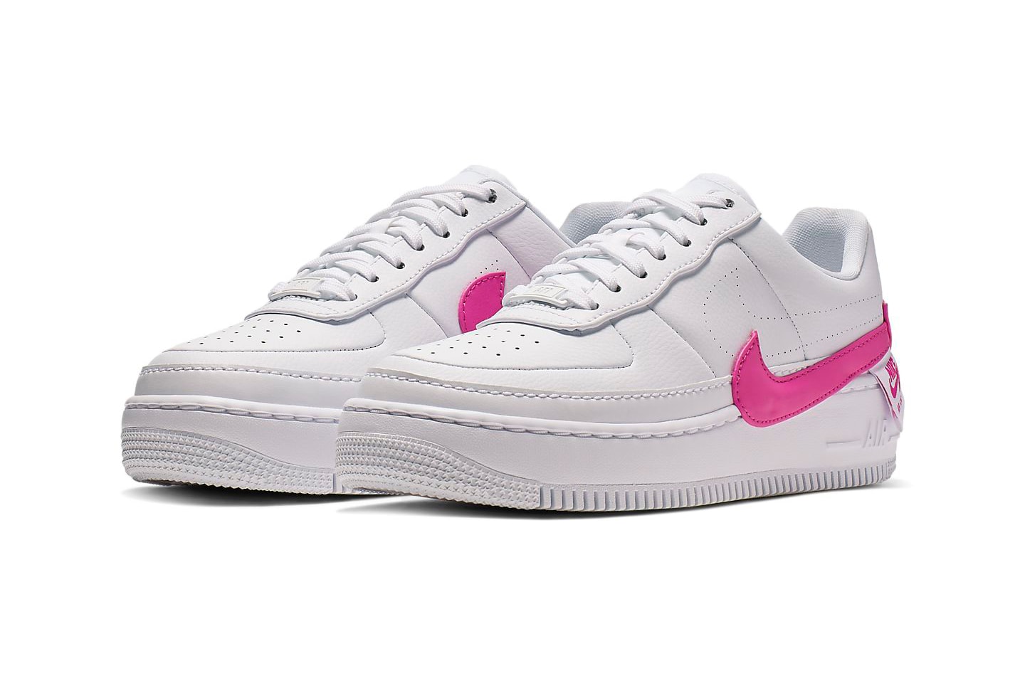 Nike Air Force 1 Jester XX Laser Fuchsia Pink Swoosh White Sneakers Trainers