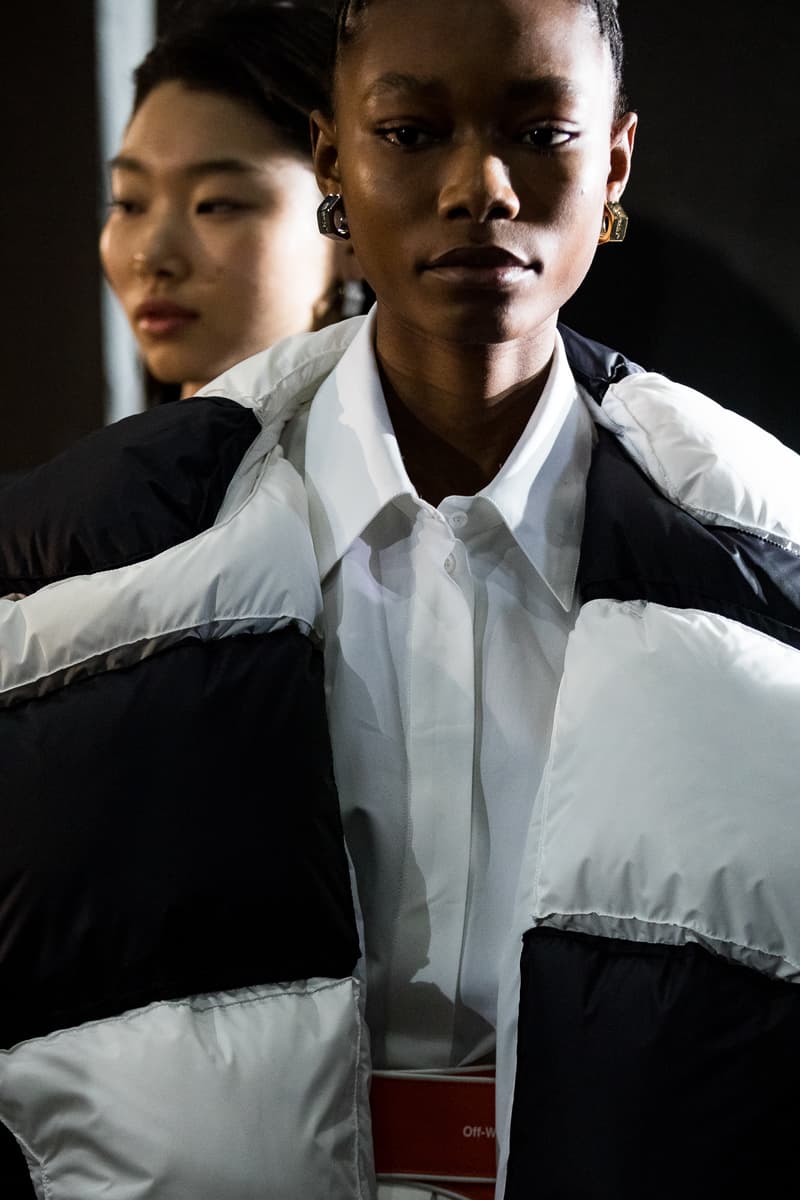 Backstage at Off-White™ Fall/Winter 2019 Show The Creative Come Up Virgil Abloh Bella Hadid Gigi Hadid Karlie Kloss Adut Akech Collection Presentation Beauty 