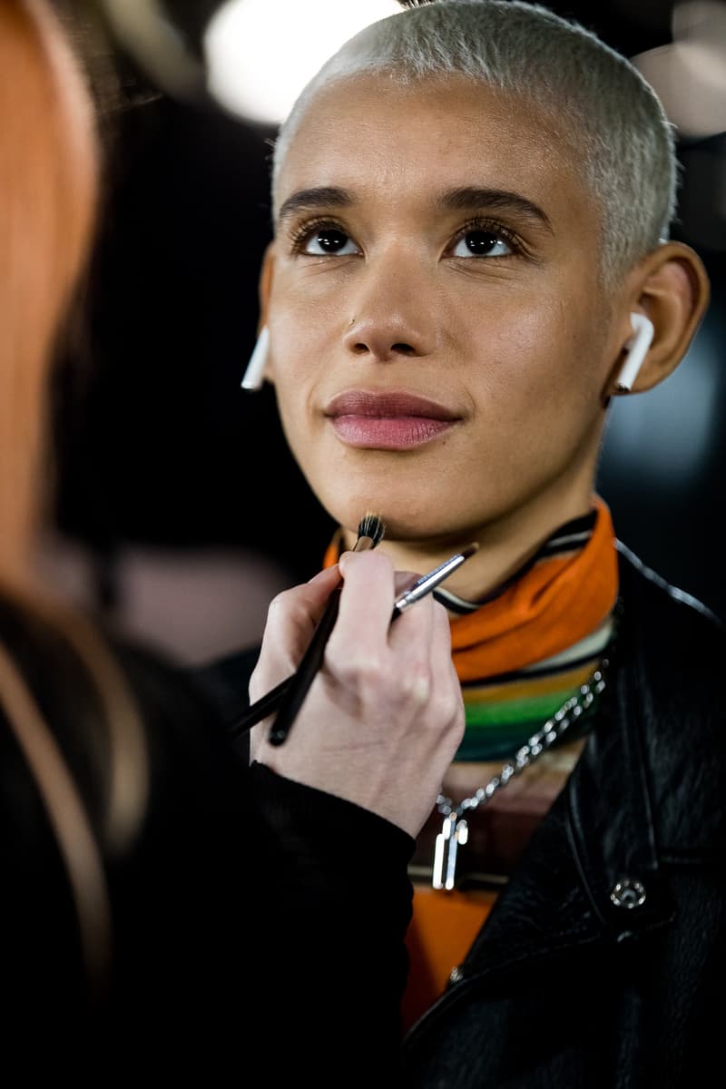 Backstage at Off-White™ Fall/Winter 2019 Show The Creative Come Up Virgil Abloh Bella Hadid Gigi Hadid Karlie Kloss Adut Akech Collection Presentation Beauty 