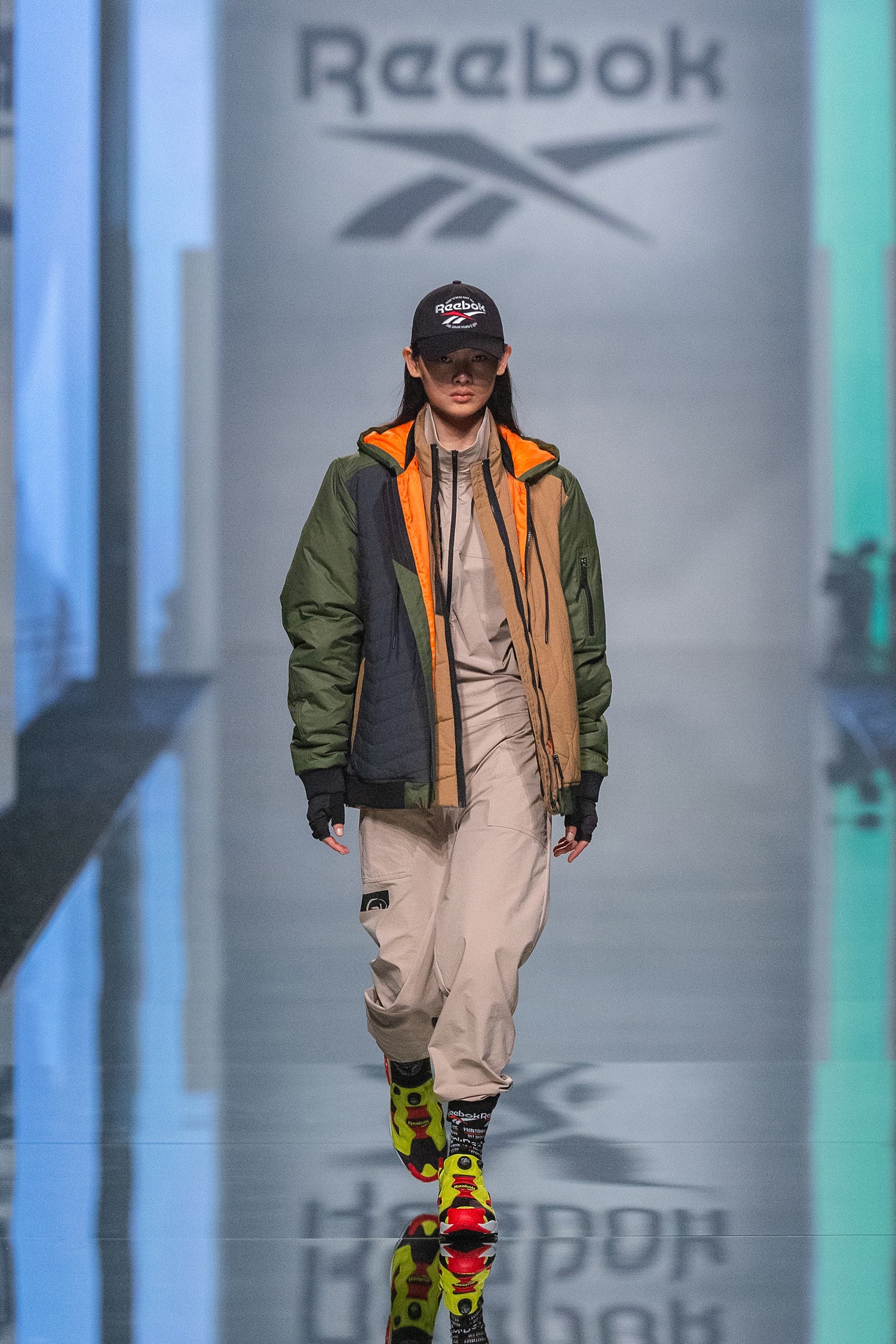 Reebok Fall Winter 2019 Shanghai Fashion Week Show Collection Jacket Green Pants Tan