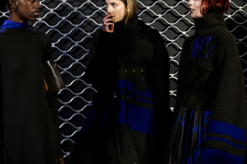 Backstage at Sacai FW19 at Paris Fashion Week Chitose Abe Kaia Gerber Binx Walton Fall Winter 2019 Behind The Scenes