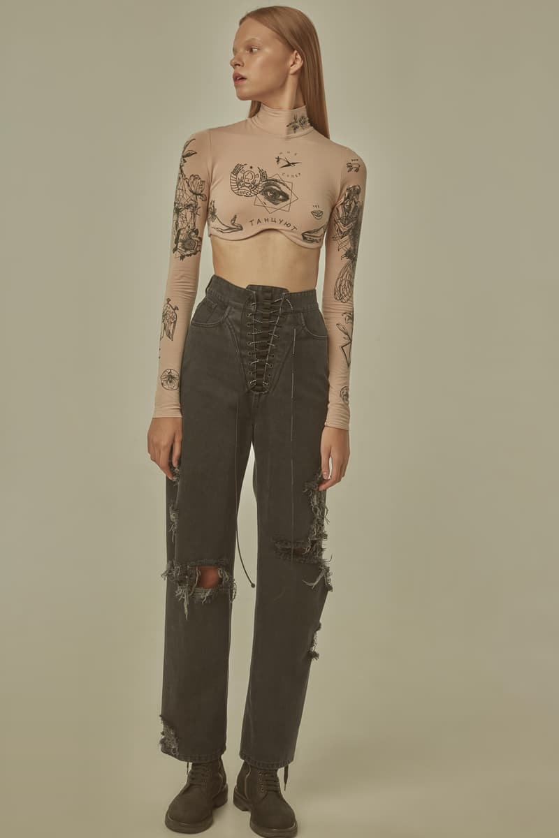 TTSWTRS Spring Summer 2019 Lookbook Mesh Shirt Tan Pants Green