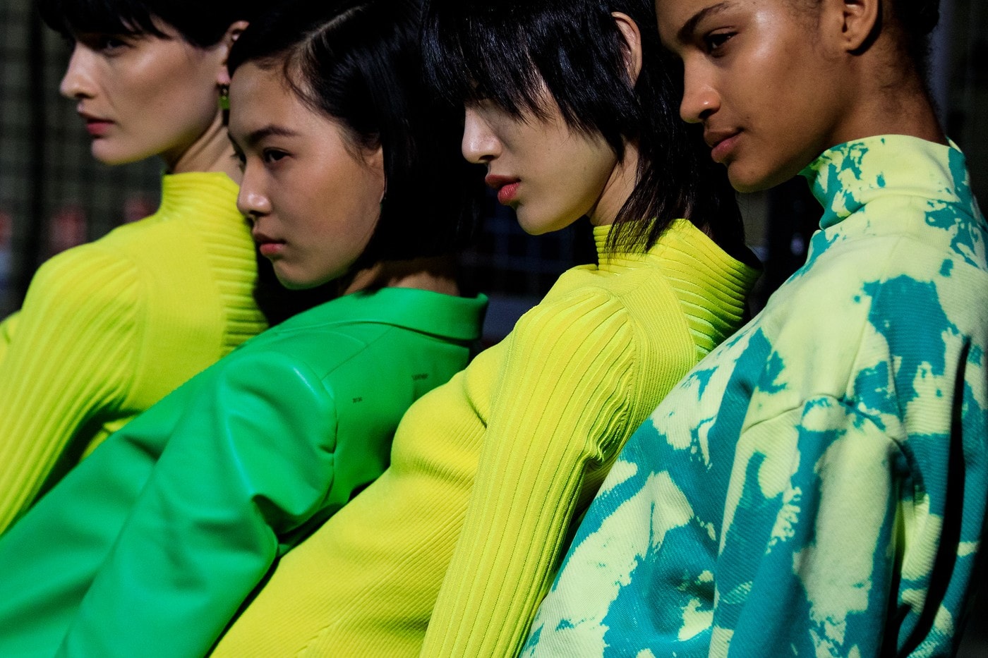 Off White Virgil Abloh Fall Winter 2019 Paris Fashion Week Show Collection Sweaters Yellow Green Black