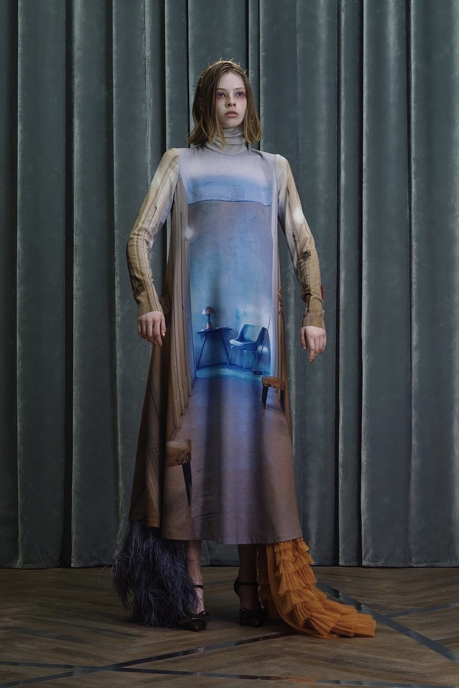UNDERCOVER Fall Winter 2019 Collection Dress Blue Cream