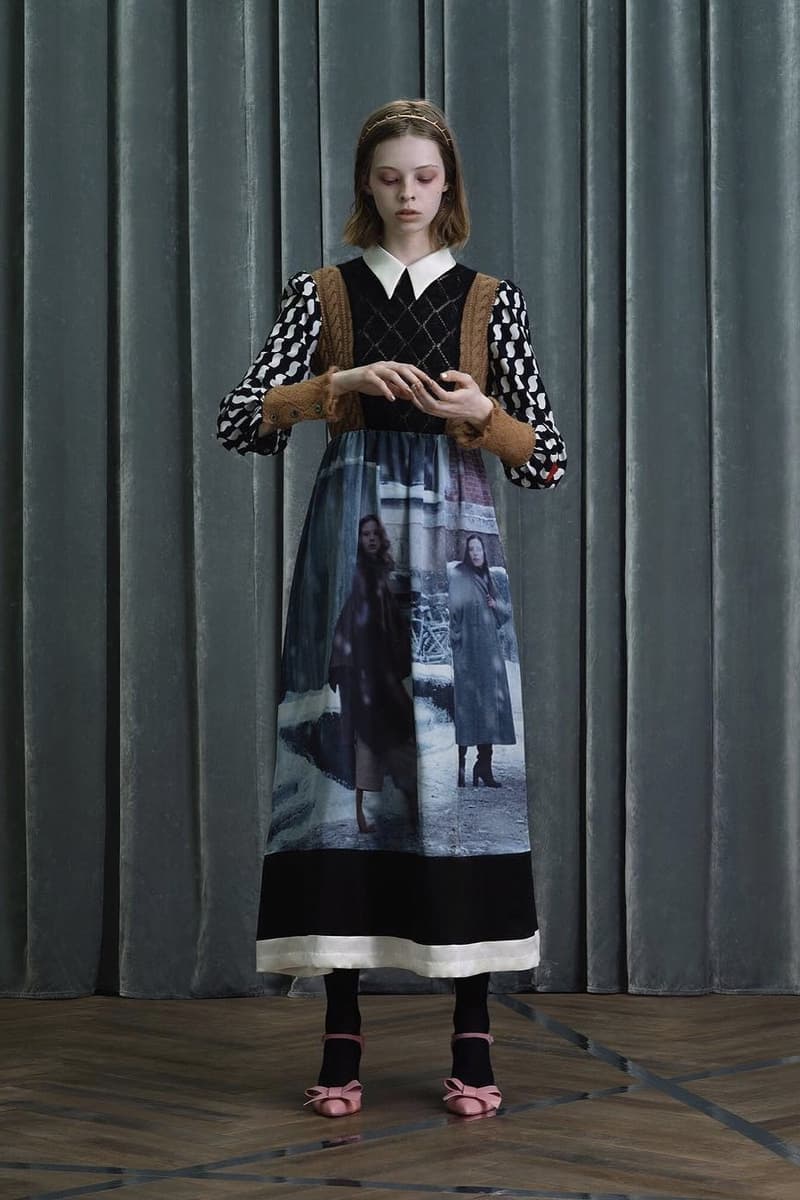 UNDERCOVER Fall Winter 2019 Collection Patterned Dress Blue Black Tan