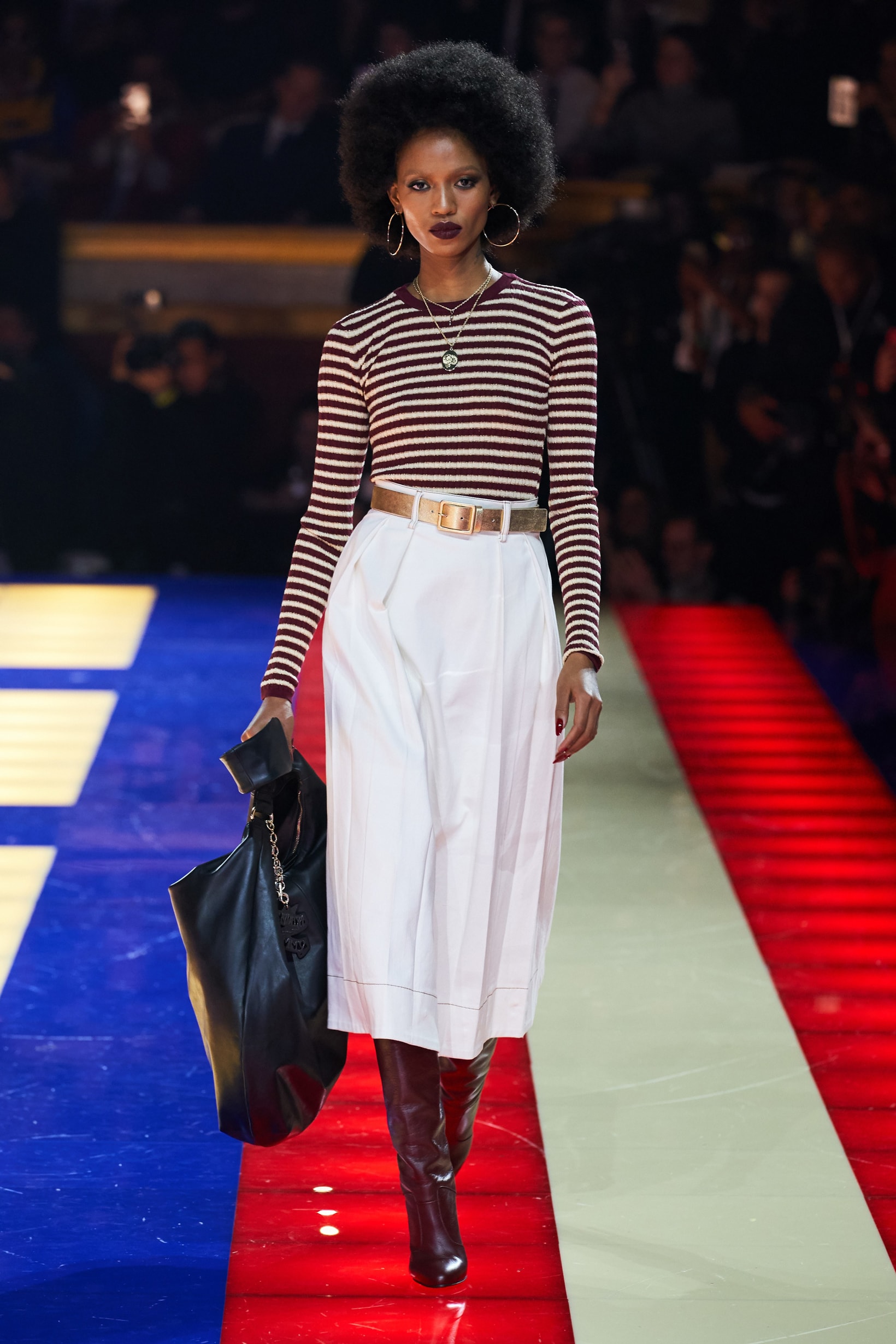 Tommy Hilfiger TommyNow Zendaya Spring 2019 Paris Fashion Week Show Collection Adesuwa Aighewi Striped Top Pants White