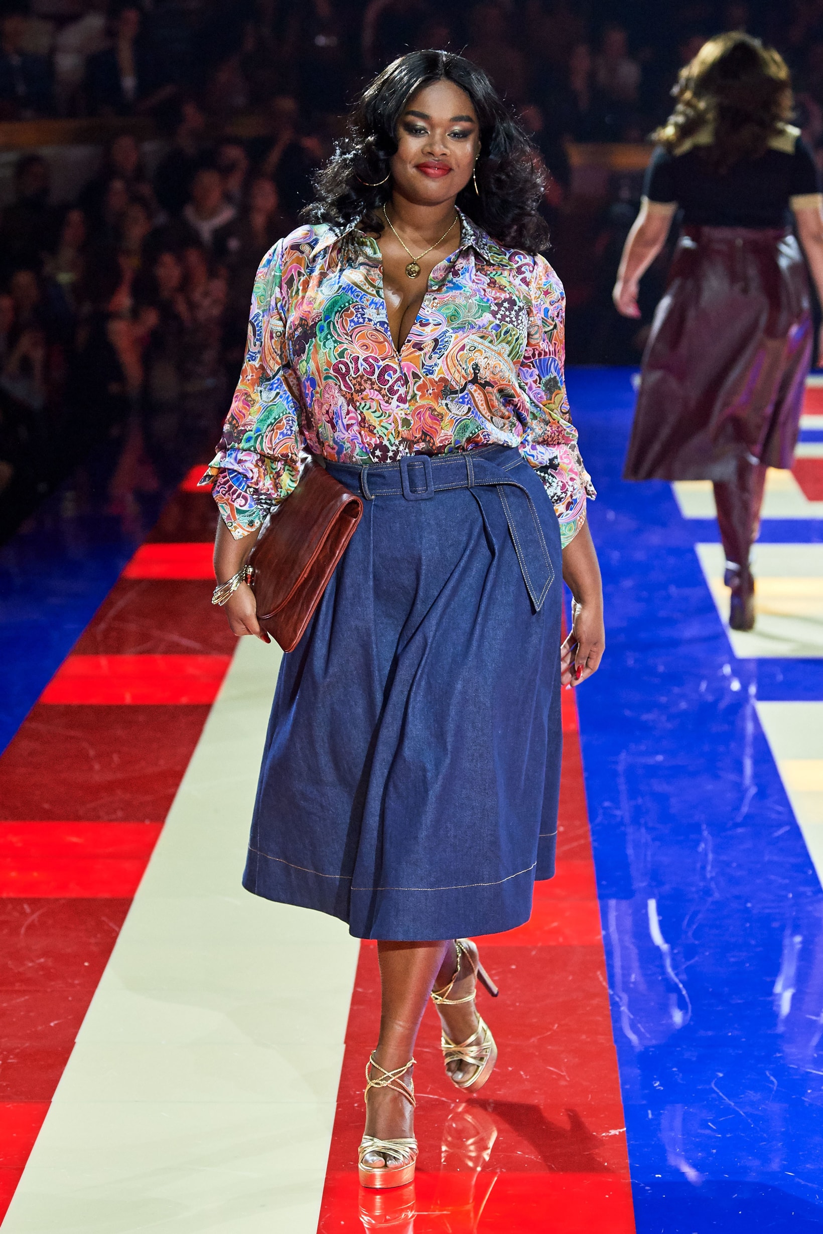 Tommy Hilfiger TommyNow Zendaya Spring 2019 Paris Fashion Week Show Collection Precious Lee Skirt Blue Top White Pink Blue