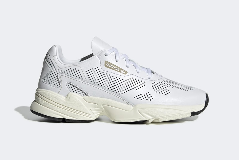 adidas falcon cloud white perforated upper details leather breathable sneaker spring