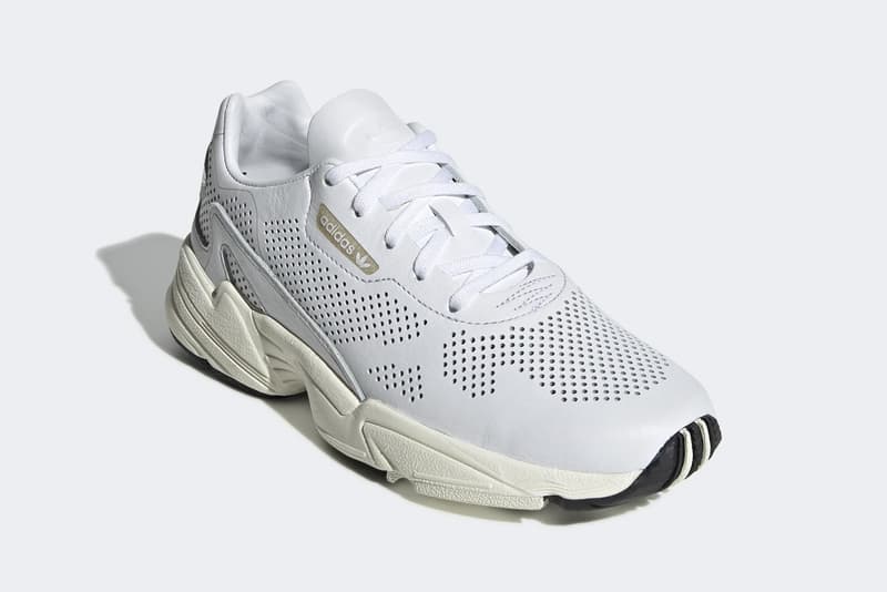 adidas falcon cloud white perforated upper details leather breathable sneaker spring