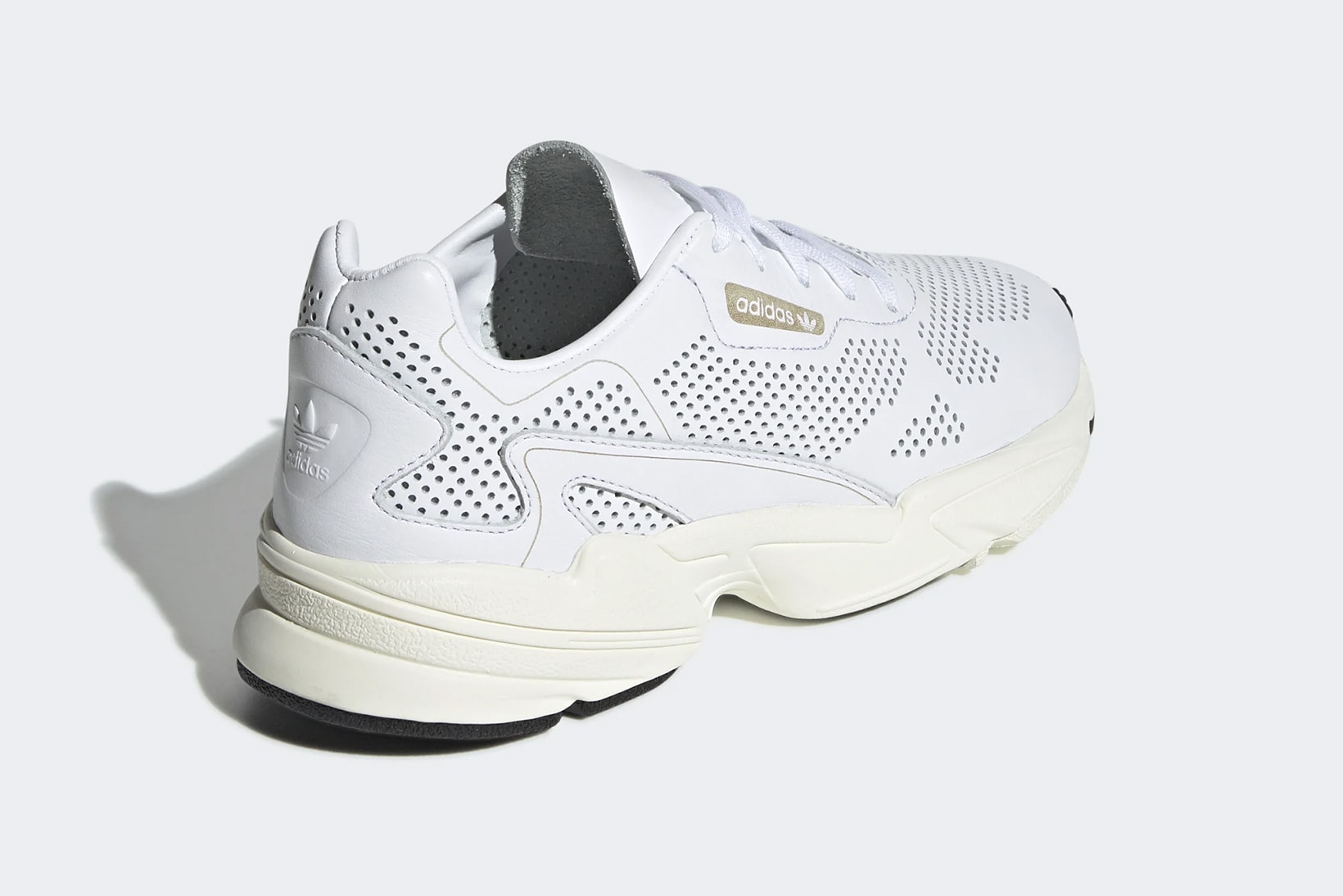 adidas falcon cloud white perforated upper details leather breathable sneaker spring
