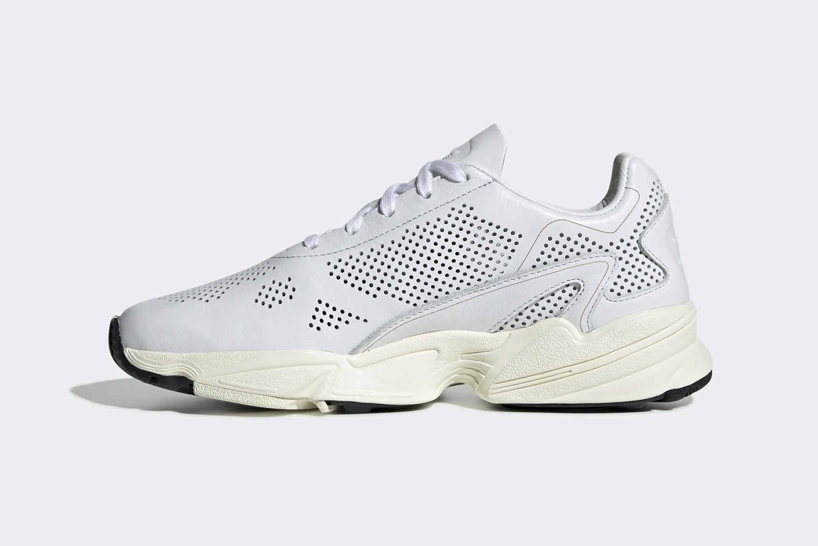 adidas falcon cloud white perforated upper details leather breathable sneaker spring