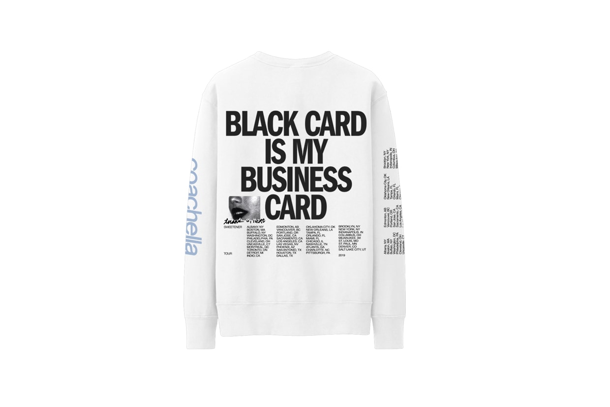 Ariana Grande Black Card Coachella Merch Crewneck Sweater White