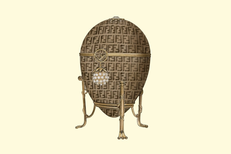Easter eggs Faberge Egg Luxury Fashion Brand Monogram Logo Fendi Zucca Illustrations Dena Cooper