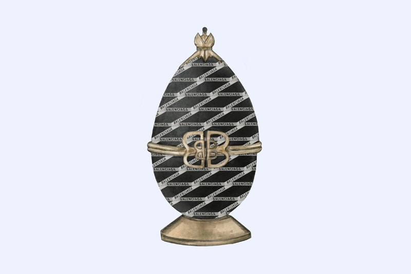 Easter eggs Faberge Egg Luxury Fashion Brand Monogram Logo Balenciaga Illustrations Dena Cooper