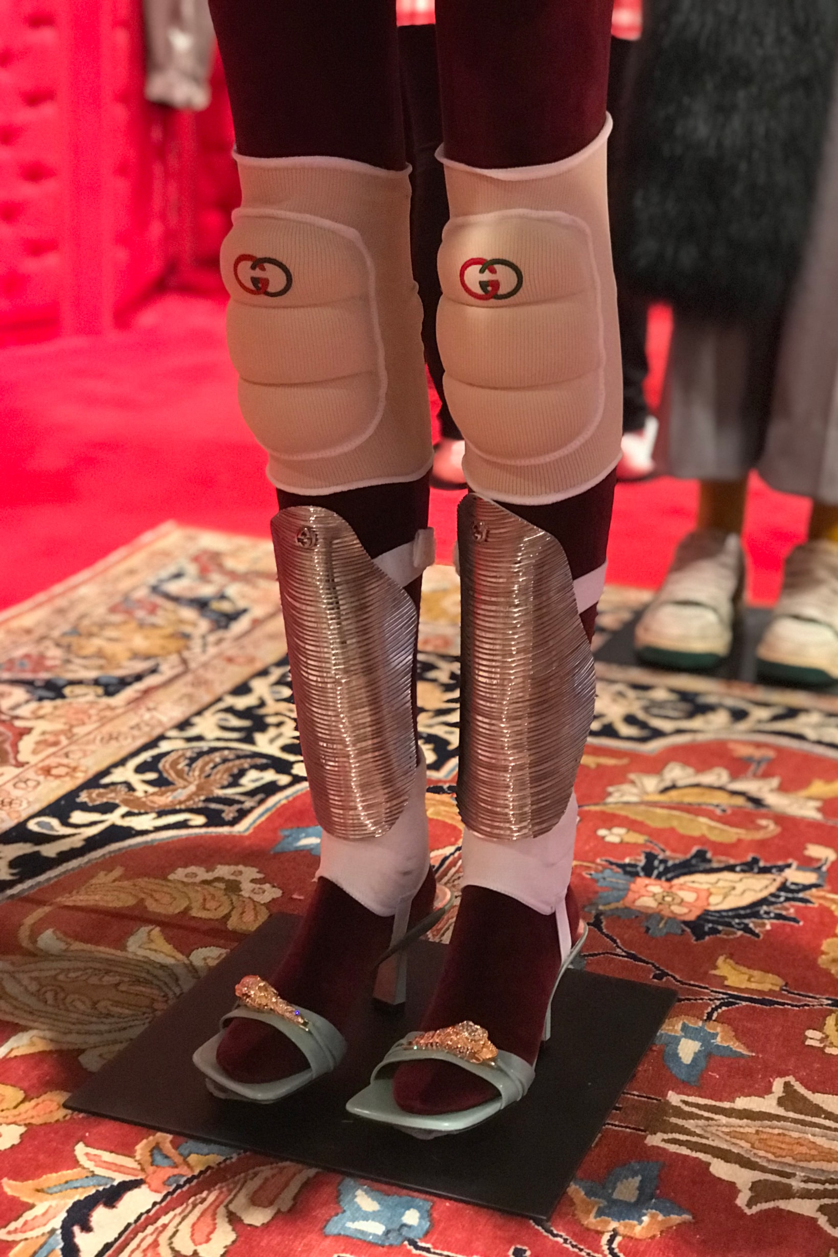 Gucci Fall Winter 2019 Collection Knee Pads White Sandals Pink