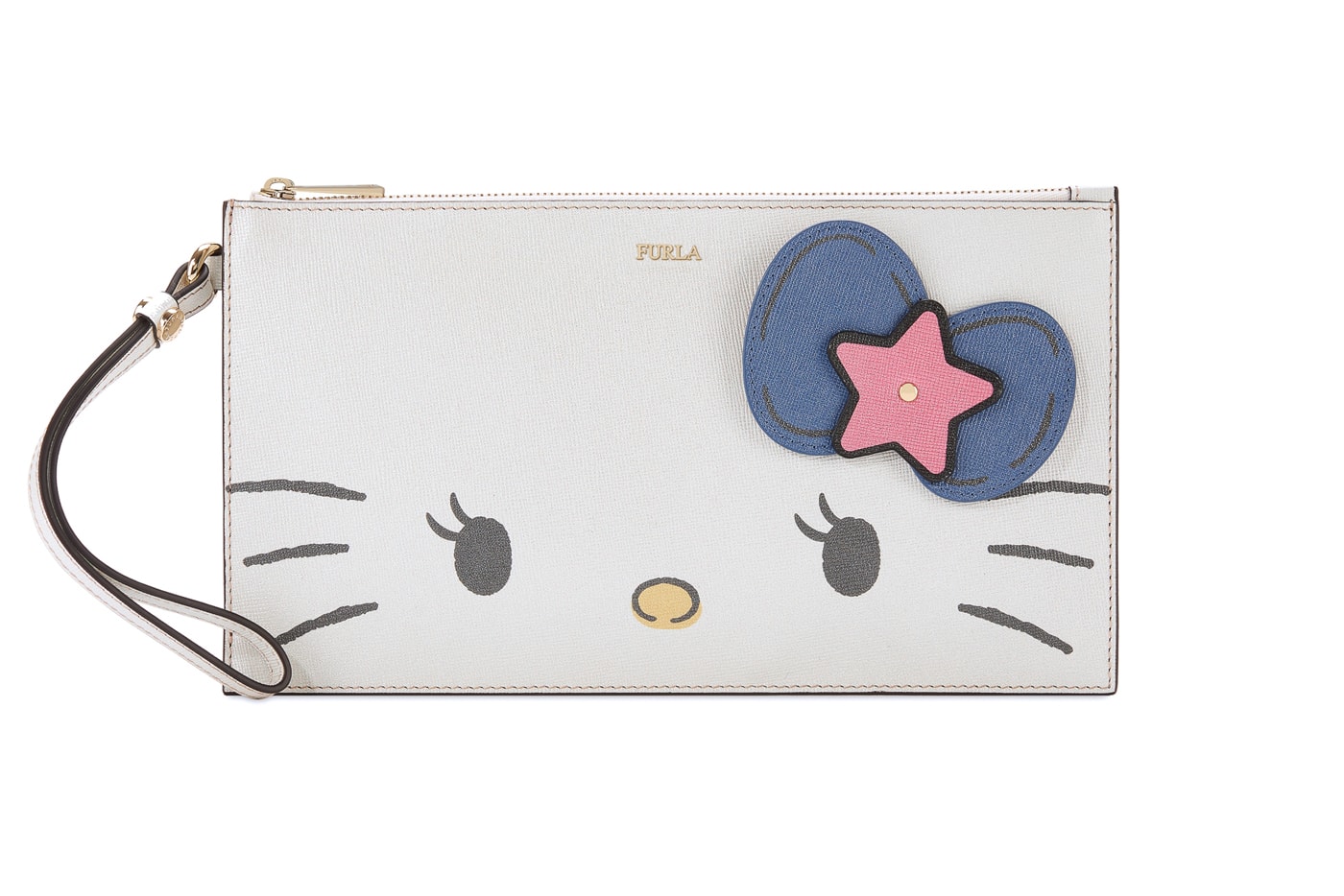 Hello Kitty x Furla Collection XL Envelope Wallet White Blue