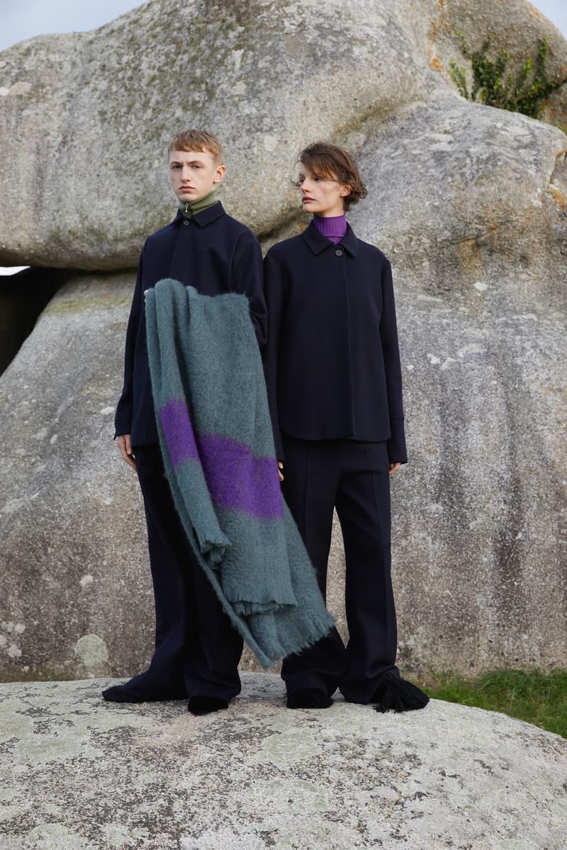 Jil Sander Plus Fall Winter 2019 Collection Shirts Pants Blue Scarf Teal Purple