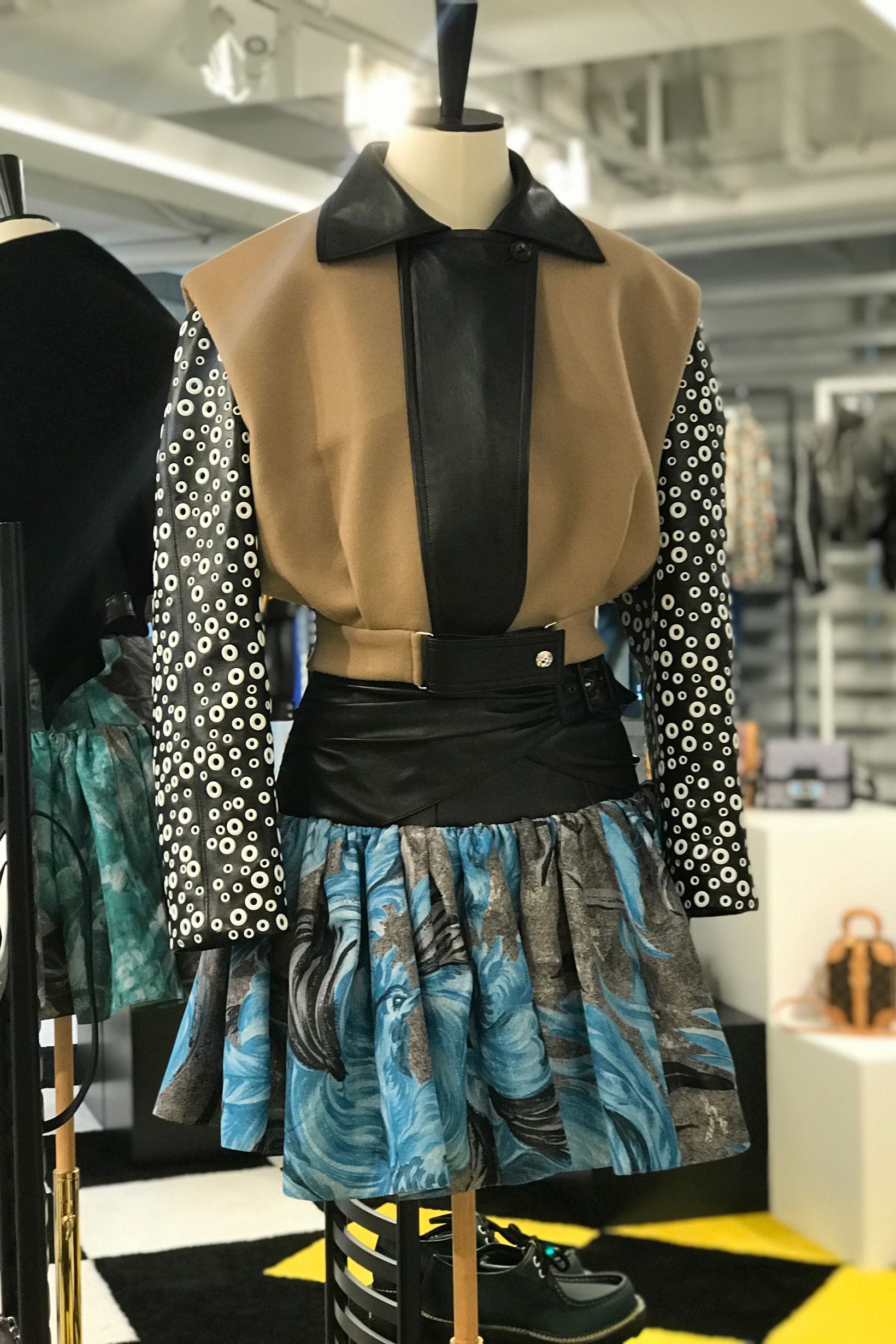 Louis Vuitton Fall Winter 2019 Closer Look Jacket Tan Black Skirt Blue