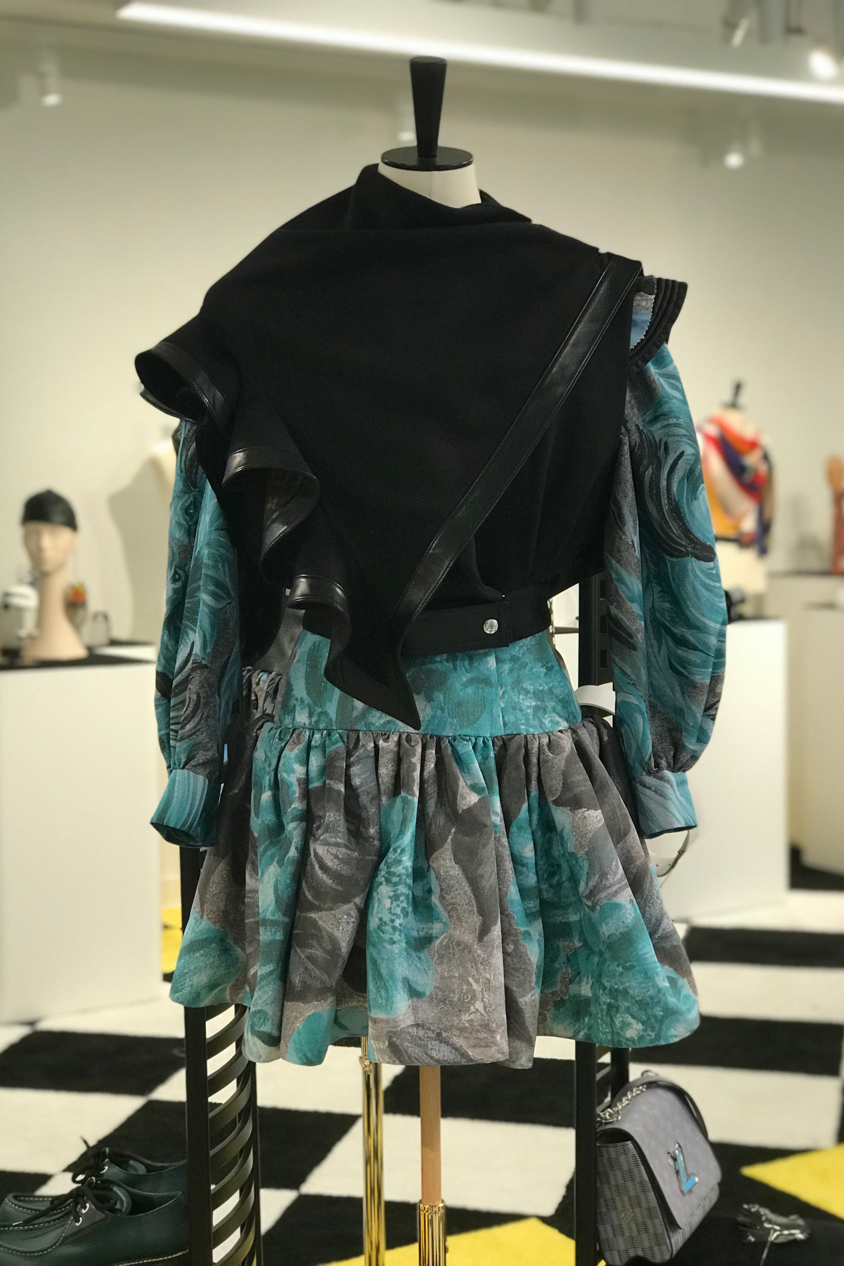 Louis Vuitton Fall Winter 2019 Closer Look Jacket Black Skirt Teal