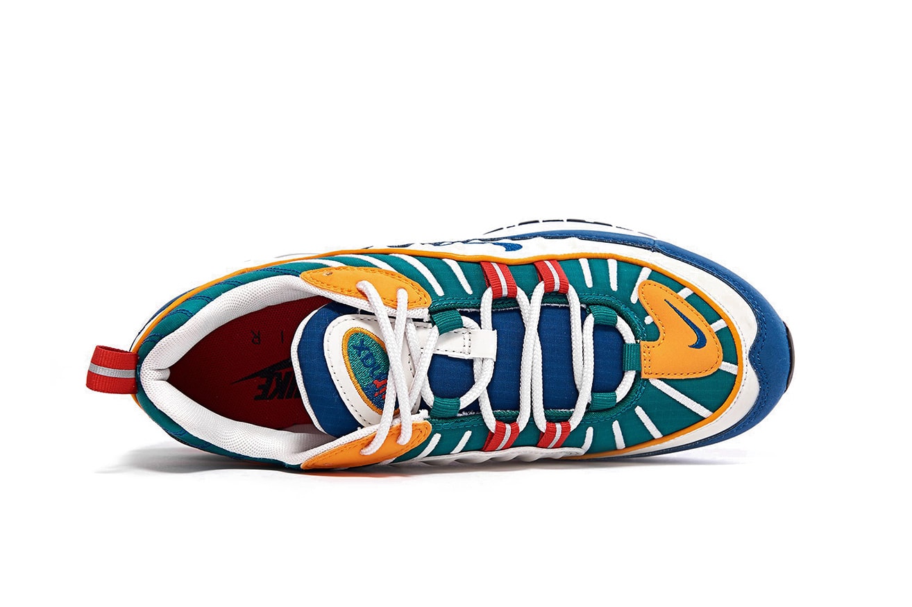 Nike Air Max 98 University Red/Blue Force Orange Peel Release Spring Summer Sneaker Shoe Drop