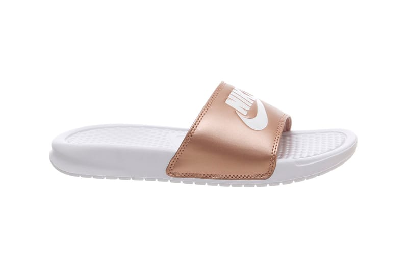 bronze nike slides