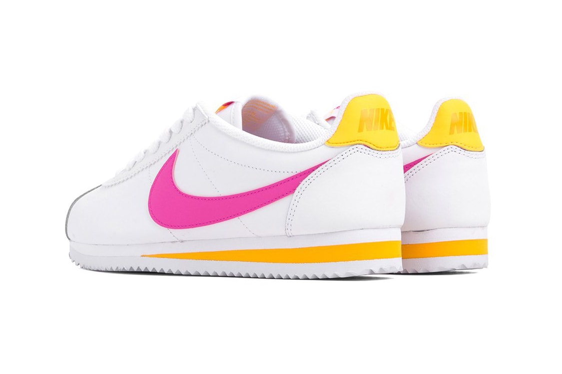 Nike Classic Cortez Laser Fuchsia Pink Orange White Leather Trainers Sneakers