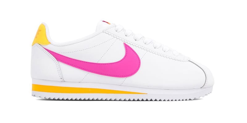 nike cortez pink yellow