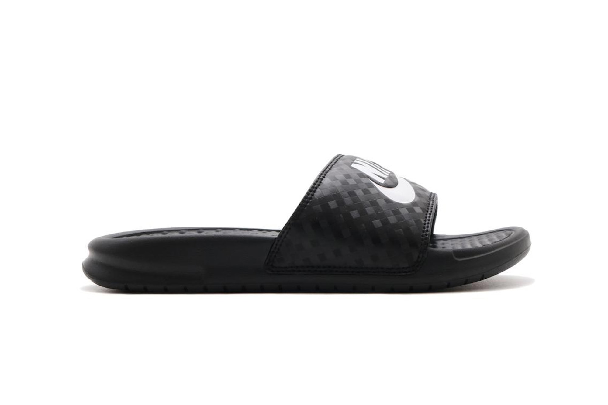 Nike Benassi Logo Slides Sandals Swoosh Print Texture Spring Summer Shoe Sporty Fashion Athleisure 