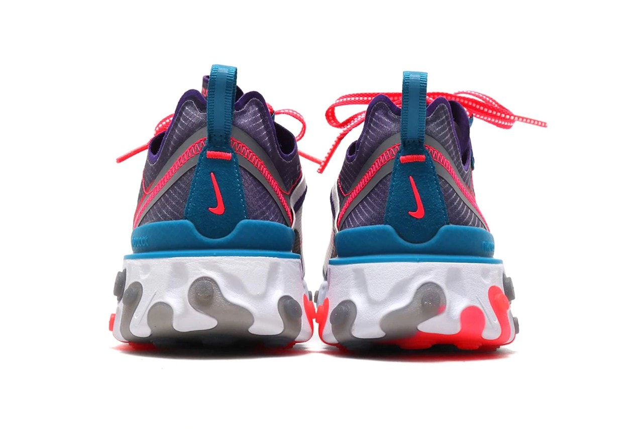 Nike React Element 87 "Orange Peel" "Red Orbit" Sneaker Release Shoe Translucent Upper Texture Sporty Orange Pink Blue White Green Spring Summer 