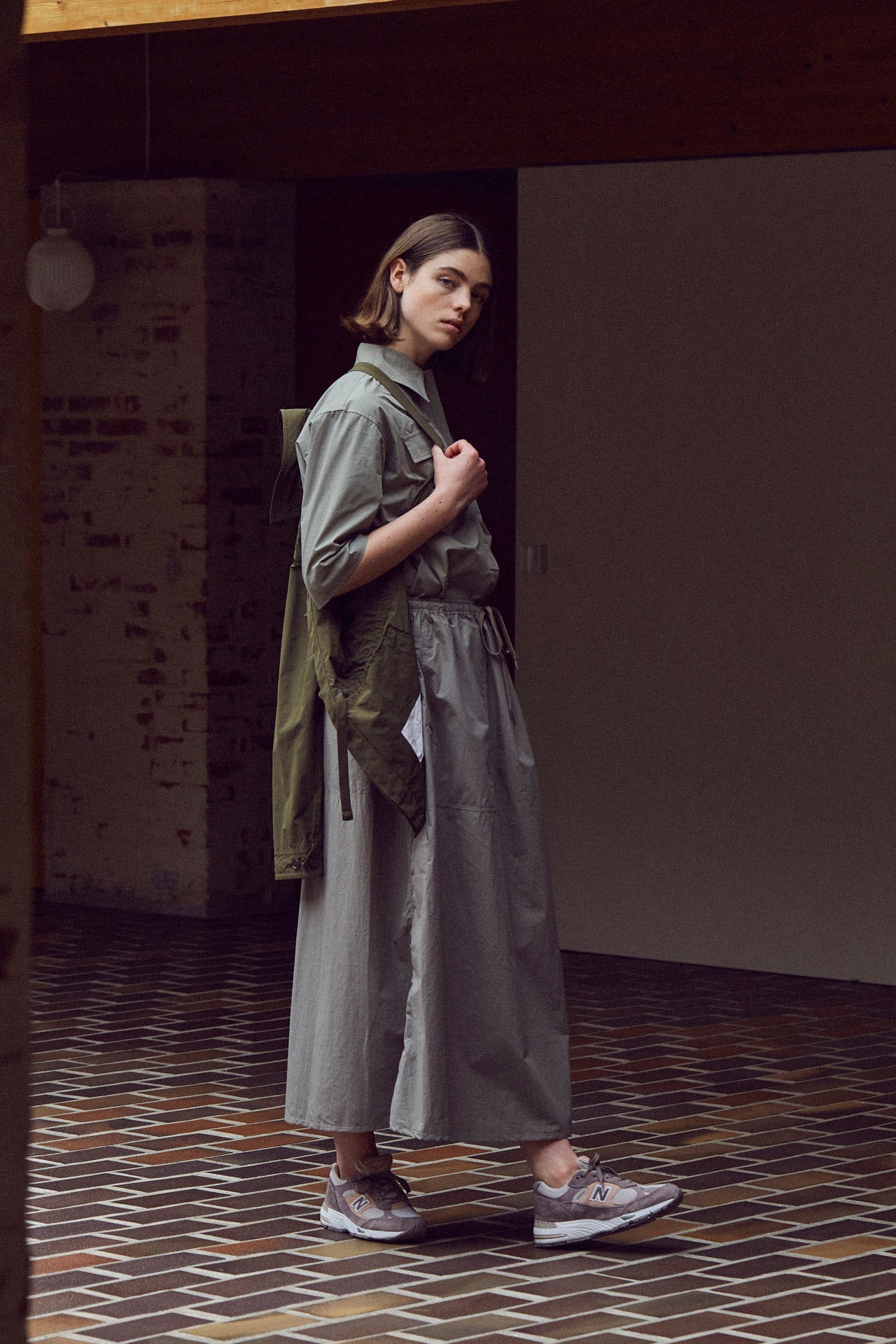 Norse Store Spring Summer 2019 Editorial Jacket Green Top Bottoms Grey