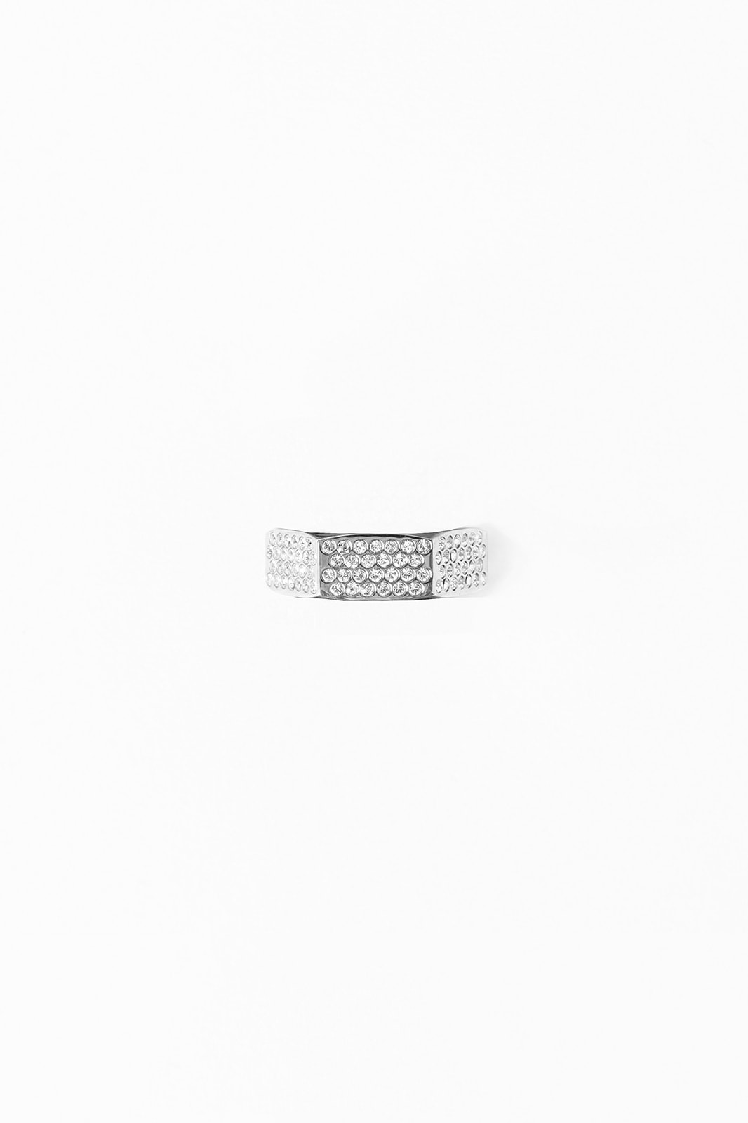 Off-white Arrows Hexnut Enamel Ring In Silver