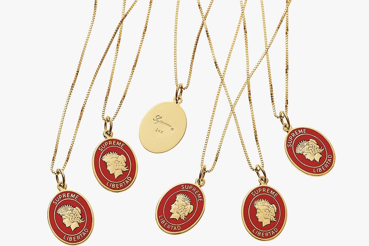 Supreme Libertad Pendant Necklace Gold Red
