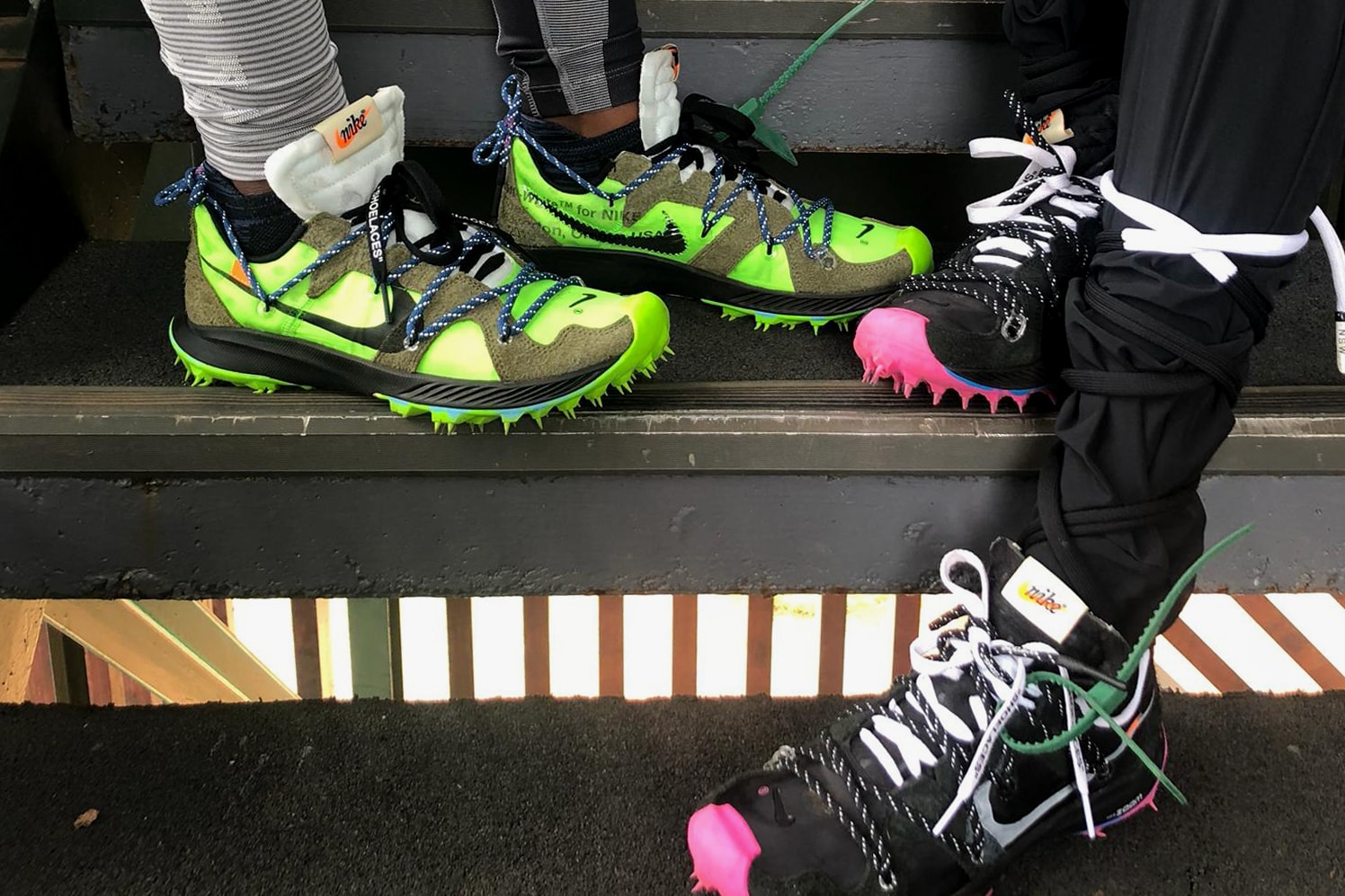 Off White x Nike Sneakers Pink Black Green