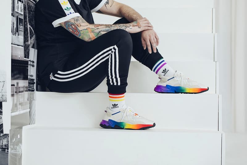 adidas Originals Love Unites Pride Month Pack Shirt Pants Black Ozweego White Red Purple Blue