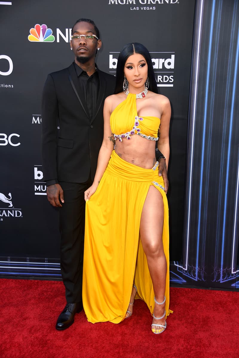 cardi b offset yellow dress billboard music awards 2019 red carpet