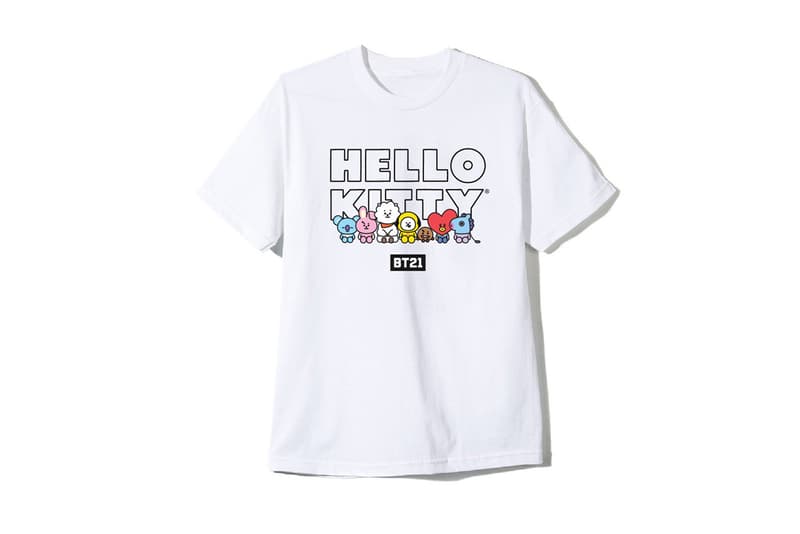 BTS BT21 x Hello Kitty Collaboration Hoodie T-Shirt Black White Autographs Signatures Characters