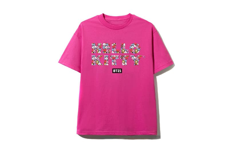BTS BT21 x Hello Kitty Collaboration Hoodie T-Shirt Black White Autographs Signatures Characters