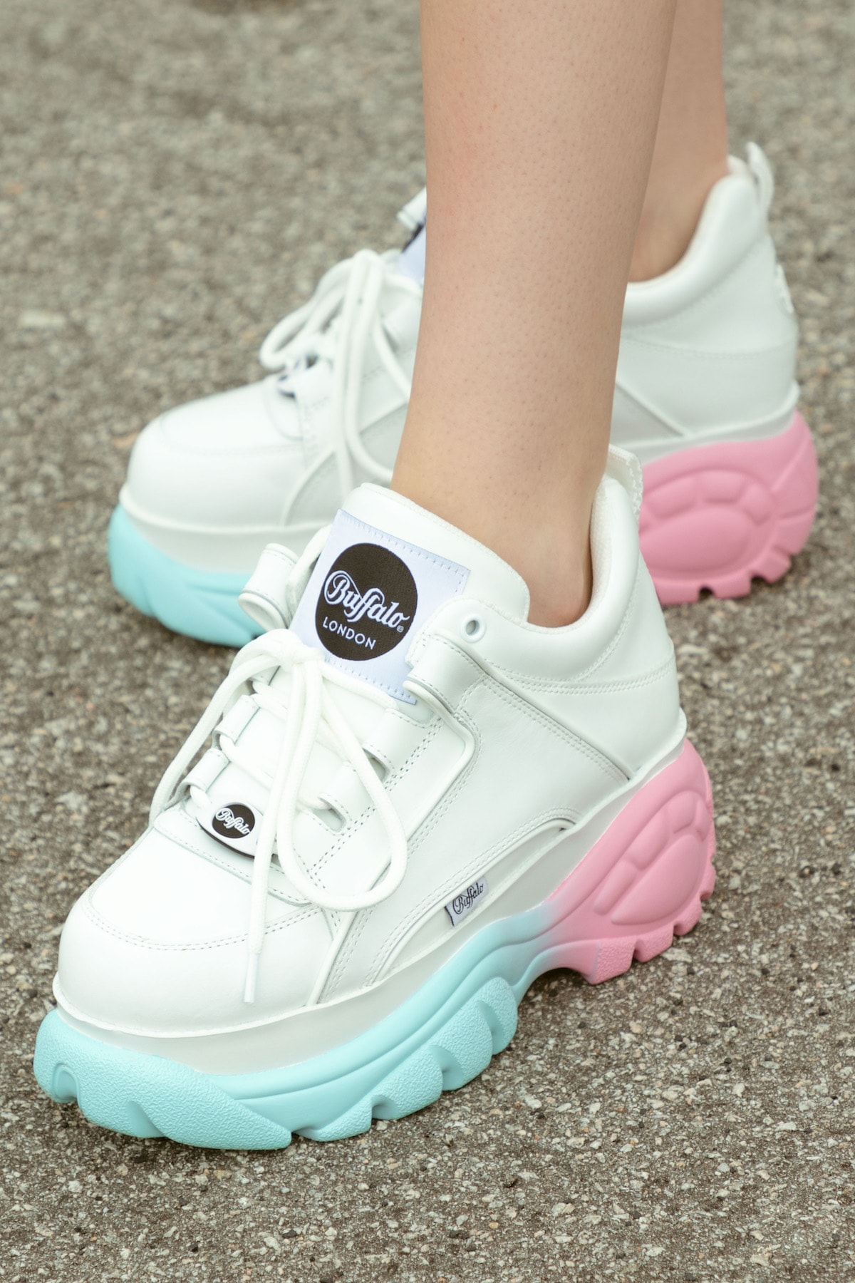 Buffalo London Pastel Gradient Sneaker HBX Exclusive Release Shoe Platform Pink Blue 