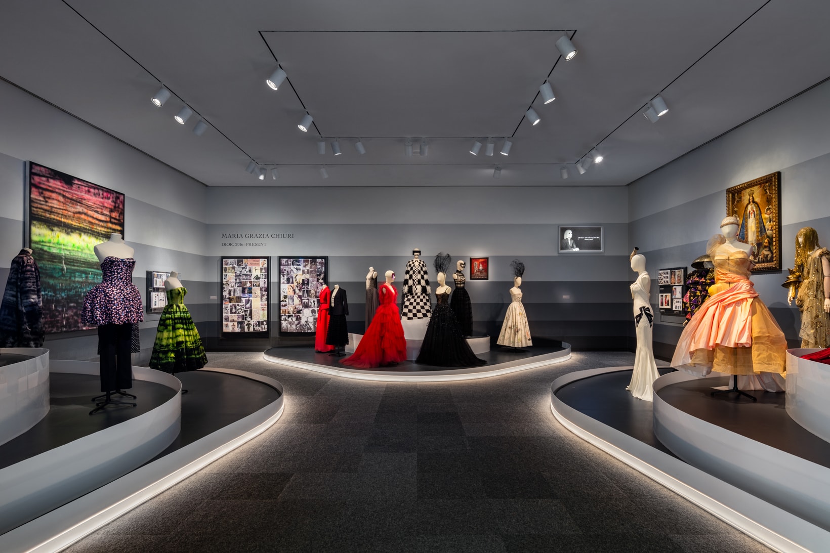 Christian Dior From Paris to the World Exhibit Dresses Gold Red Black