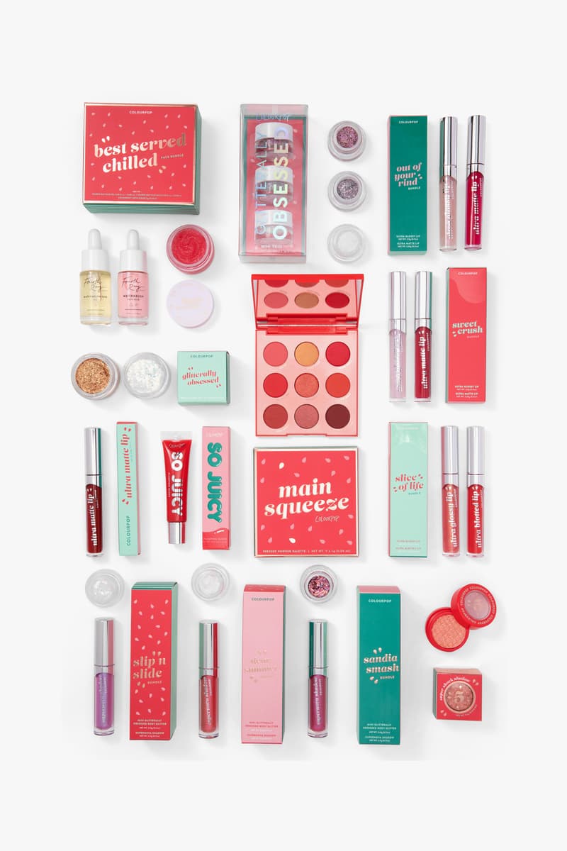 ColourPop Watermelon Collection Main Squeeze Shadow Palette Sweet Crush Slice of Life Out of Your Rind Lip Bundle Ultra Matte Melanade So Juicy Plumping Gloss Star Gazing Mini Trio