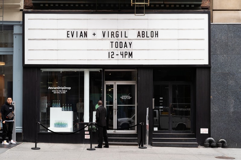 Virgil Abloh x Evian Water Bootle Drip Drop Pop Up New York City