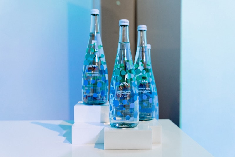 Virgil Abloh x Evian Water Bootle Drip Drop Pop Up New York City Glass